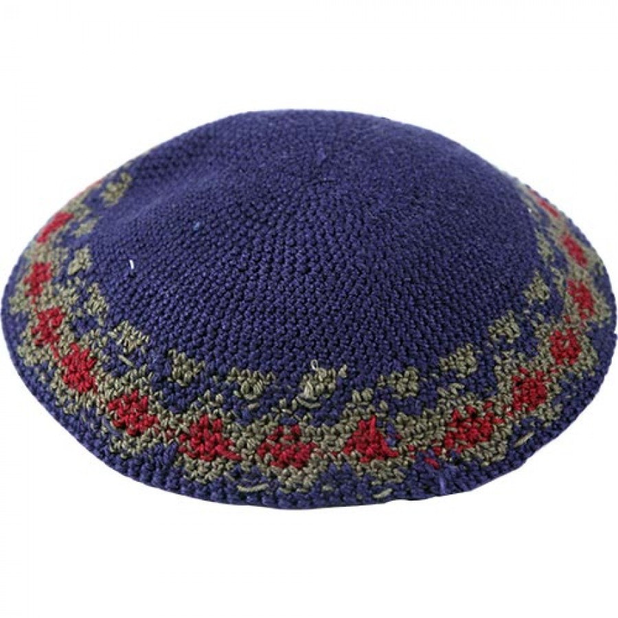 DarkBlue Knitted Kippah Judaica Mall